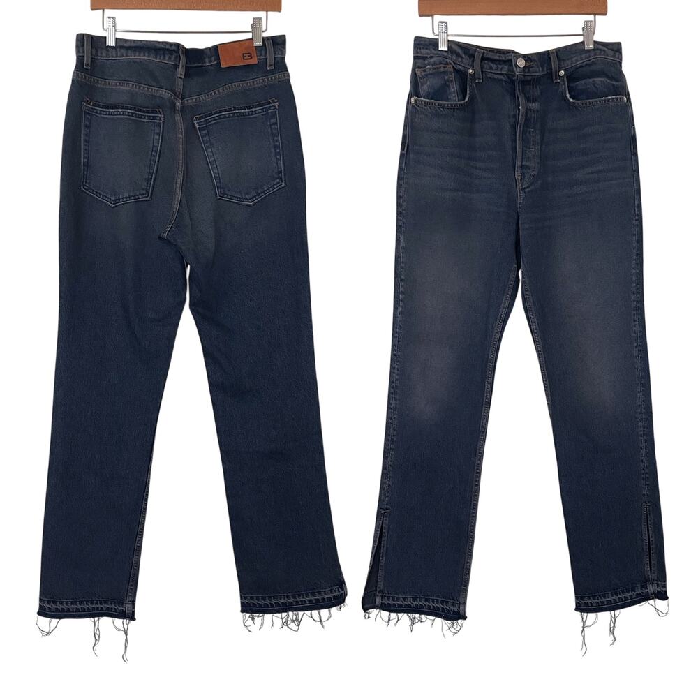 EB DENIM Distressed Split Hem Button Fly Straight Leg Jean Size 30